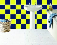 Tink Self Adhesive Plain Color 30x30 cm PVC Floor Wall Tiles 0.36 m2 (4 Pieces) - YELLOW-DARK BLUE