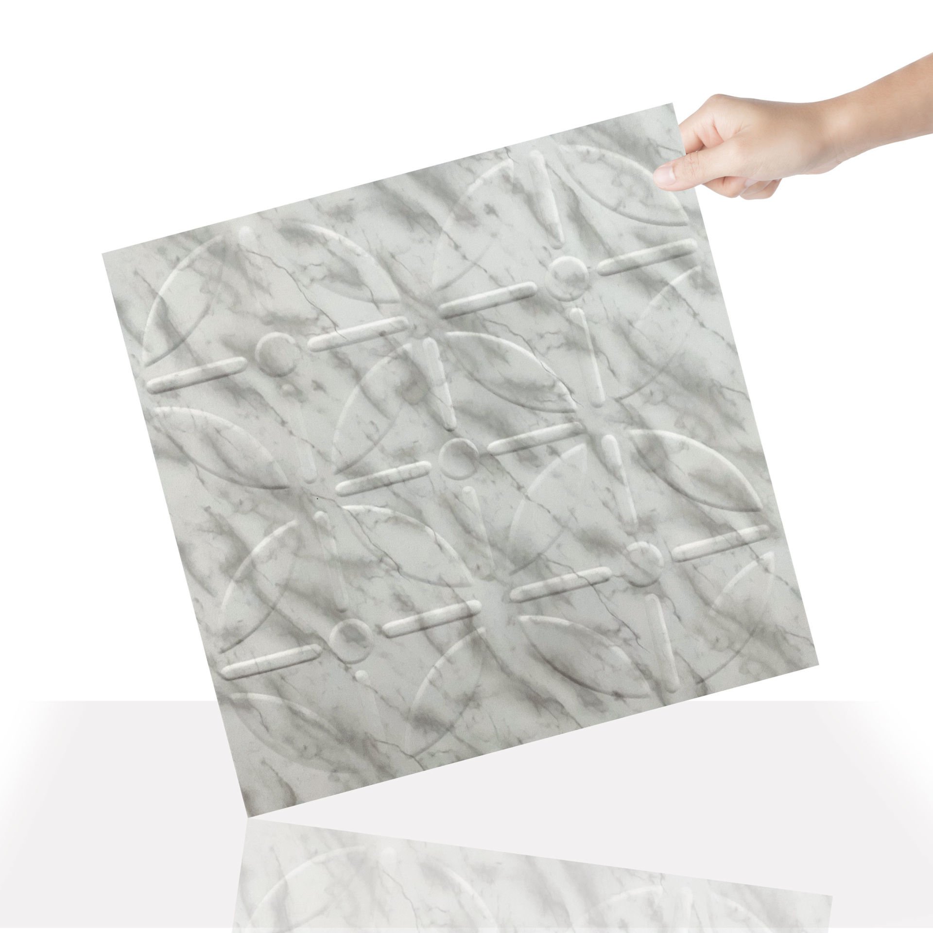 Tink 3 Boyutlu Duvar Paneli Kabartmalı Geometrik Yuvarlak Desen PVC 41x41 cm/ 6 Adet /1 m² Mermer Desenli