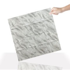 Tink 3 Boyutlu Duvar Paneli Kabartmalı Geometrik Yuvarlak Desen PVC 41x41 cm/ 6 Adet /1 m² Mermer Desenli