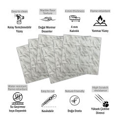 Tink 3 Boyutlu Duvar Paneli Kabartmalı Geometrik Yuvarlak Desen PVC 41x41 cm/ 6 Adet /1 m² Mermer Desenli