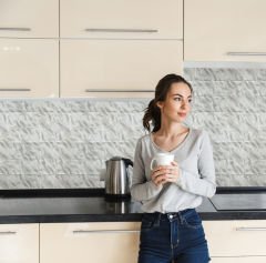 Tink 3 Boyutlu Duvar Paneli Kabartmalı Geometrik Yuvarlak Desen PVC 41x41 cm/ 6 Adet /1 m² Mermer Desenli