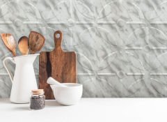 Tink 3 Boyutlu Duvar Paneli Kabartmalı Geometrik Yuvarlak Desen PVC 41x41 cm/ 6 Adet /1 m² Mermer Desenli