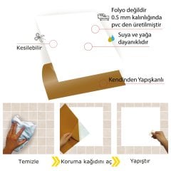 Tink Kendinden Yapışkanlı Düz Beyaz 30x30 cm Pvc Yer Duvar Karoları