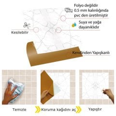Tink Kendinden Yapışkanlı Mermer Desenli Pvc Karo 010 30x30 cm 1 m2 (11 Adet)