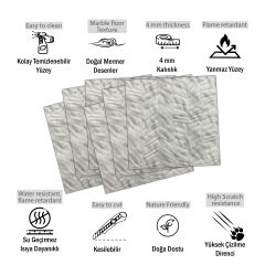 Tink 3 Boyutlu Duvar Paneli Kabartmalı Kılçık Desen Pvc 41x41 cm/ 6 Adet /1 m² Mermer Desenli