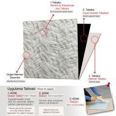 Tink 3 Boyutlu Duvar Paneli Kabartmalı Kılçık Desen Pvc 41x41 cm/ 6 Adet /1 m² Mermer Desenli