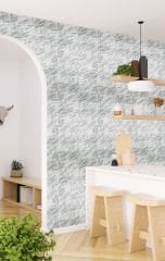 Tink 3 Boyutlu Duvar Paneli Kabartmalı Kareli Yuvarlak Desen Pvc 41x41 cm/ 6 Adet /1 m² Mermer Desenli