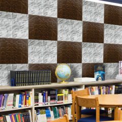 Tink 3 Boyutlu Duvar Paneli Kabartmalı Kareli Yuvarlak Desen Pvc 41x41 cm/ 6 Adet /1 m² Mermer Desenli