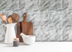 Tink 3 Boyutlu Duvar Paneli Kabartmalı Kareli Yuvarlak Desen Pvc 41x41 cm/ 6 Adet /1 m² Mermer Desenli