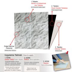 Tink 3 Boyutlu Duvar Paneli Kabartmalı Kareli Yuvarlak Desen Pvc 41x41 cm/ 6 Adet /1 m² Mermer Desenli