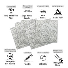 Tink 3 Boyutlu Duvar Paneli Kabartmalı Solo Desen Pvc  41x41 cm/ 6 Adet /1 m² Mermer Desenli