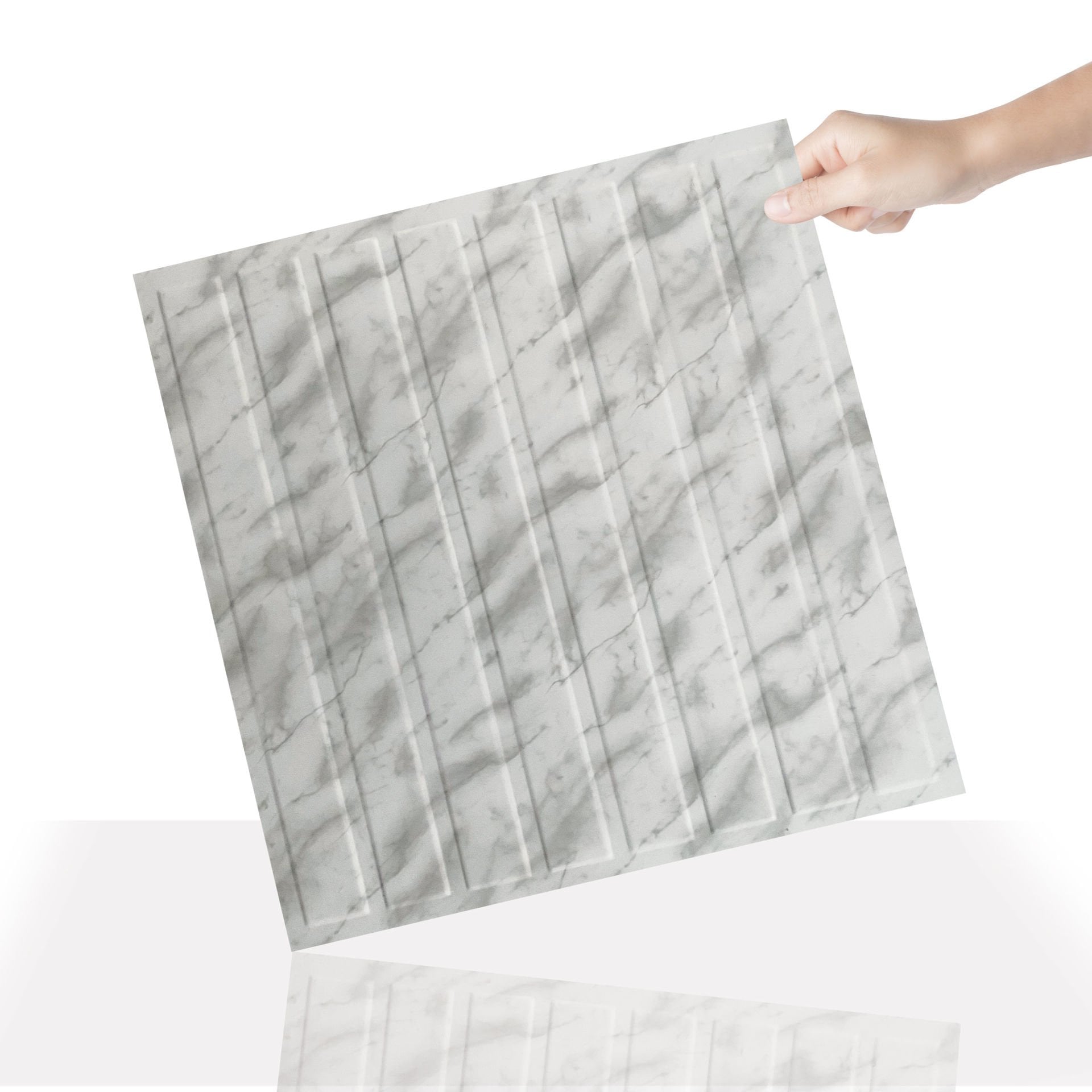 Tink 3 Boyutlu Duvar Paneli Kabartmalı Lambiri Desen Pvc 41x41 cm/ 6 Adet /1 m² Mermer Desenli