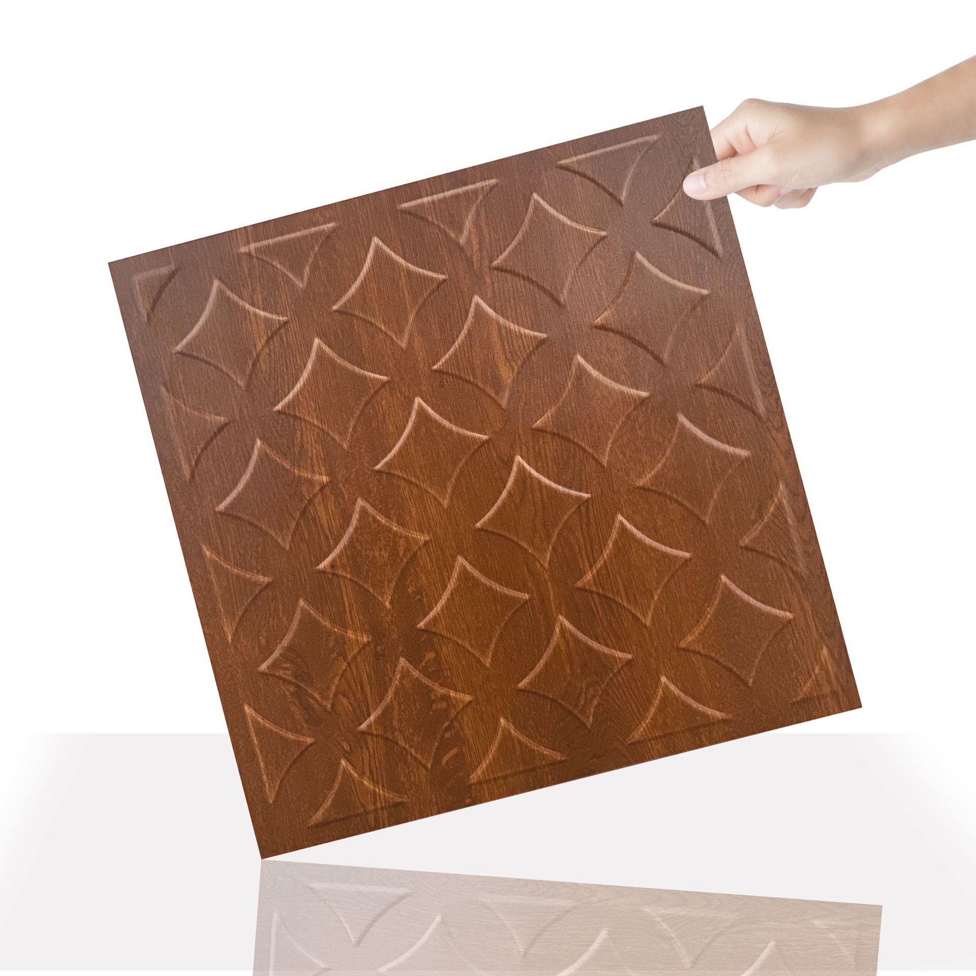 Tink 3D Duvar Paneli Kabartmalı Retro Desen Pvc 41x41 cm/ 6 Adet /1 m² Altın Meşe