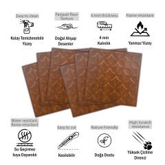 Tink 3D Duvar Paneli Kabartmalı Retro Desen Pvc 41x41 cm/ 6 Adet /1 m² Altın Meşe