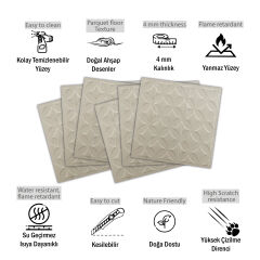 Tink 3D Duvar Paneli Kabartmalı Retro Desen Pvc 41x41 cm/ 6 Adet /1 m² Beyaz Huş