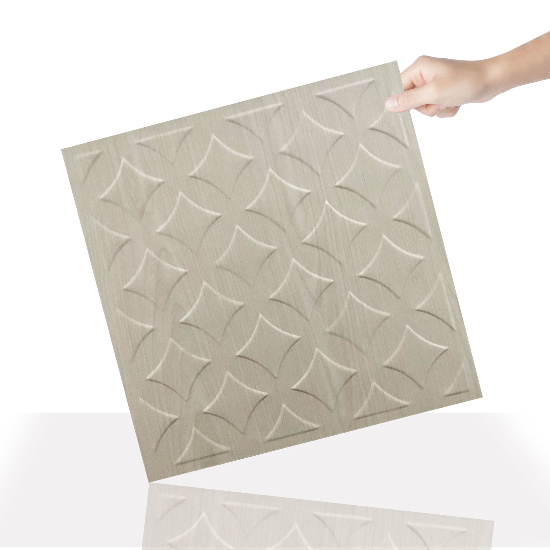 Tink 3D Duvar Paneli Kabartmalı Retro Desen Pvc 41x41 cm/ 6 Adet /1 m² Beyaz Huş