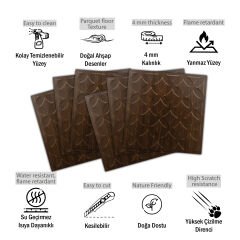 Tink 3D Duvar Paneli Kabartmalı Retro Desen Pvc 41x41 cm/ 6 Adet /1 m² Teak