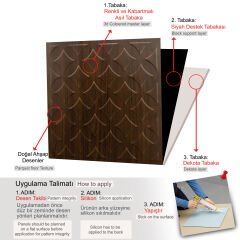 Tink 3D Duvar Paneli Kabartmalı Retro Desen Pvc 41x41 cm/ 6 Adet /1 m² Teak