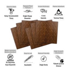 Tink 3D Duvar Paneli Kabartmalı Salon Desenli Pvc 41x41 cm/ 6 Adet /1 m² Altın Meşe