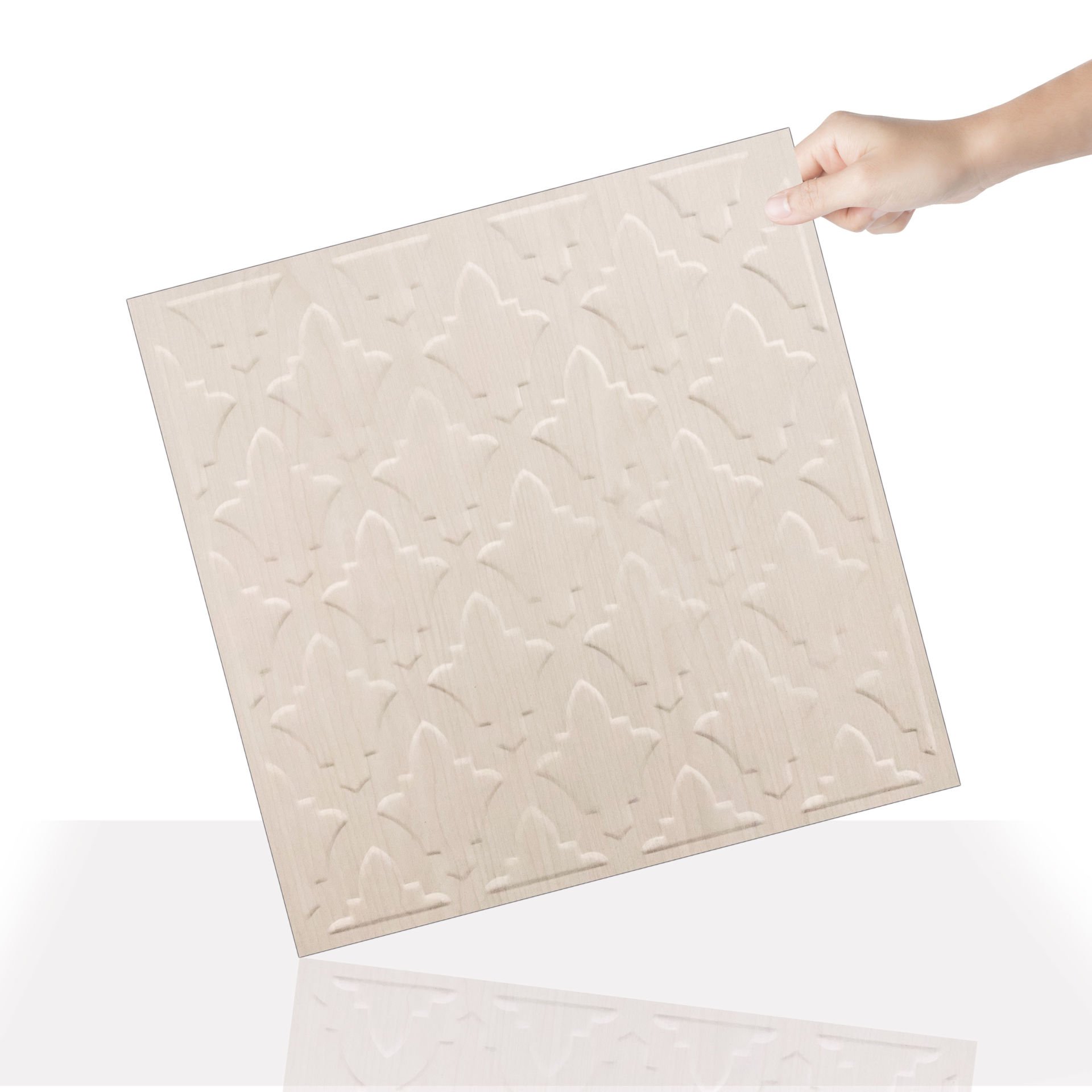 Tink 3D Duvar Paneli Kabartmalı Salon Desenli Pvc 41x41 cm/ 6 Adet /1 m² Beyaz Huş