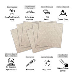 Tink 3D Duvar Paneli Kabartmalı Salon Desenli Pvc 41x41 cm/ 6 Adet /1 m² Beyaz Huş