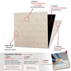 Tink 3D Duvar Paneli Kabartmalı Salon Desenli Pvc 41x41 cm/ 6 Adet /1 m² Beyaz Huş