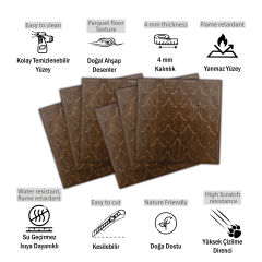 Tink 3D Duvar Paneli Kabartmalı Salon Desenli Pvc 41x41 cm/ 6 Adet /1 m² Teak