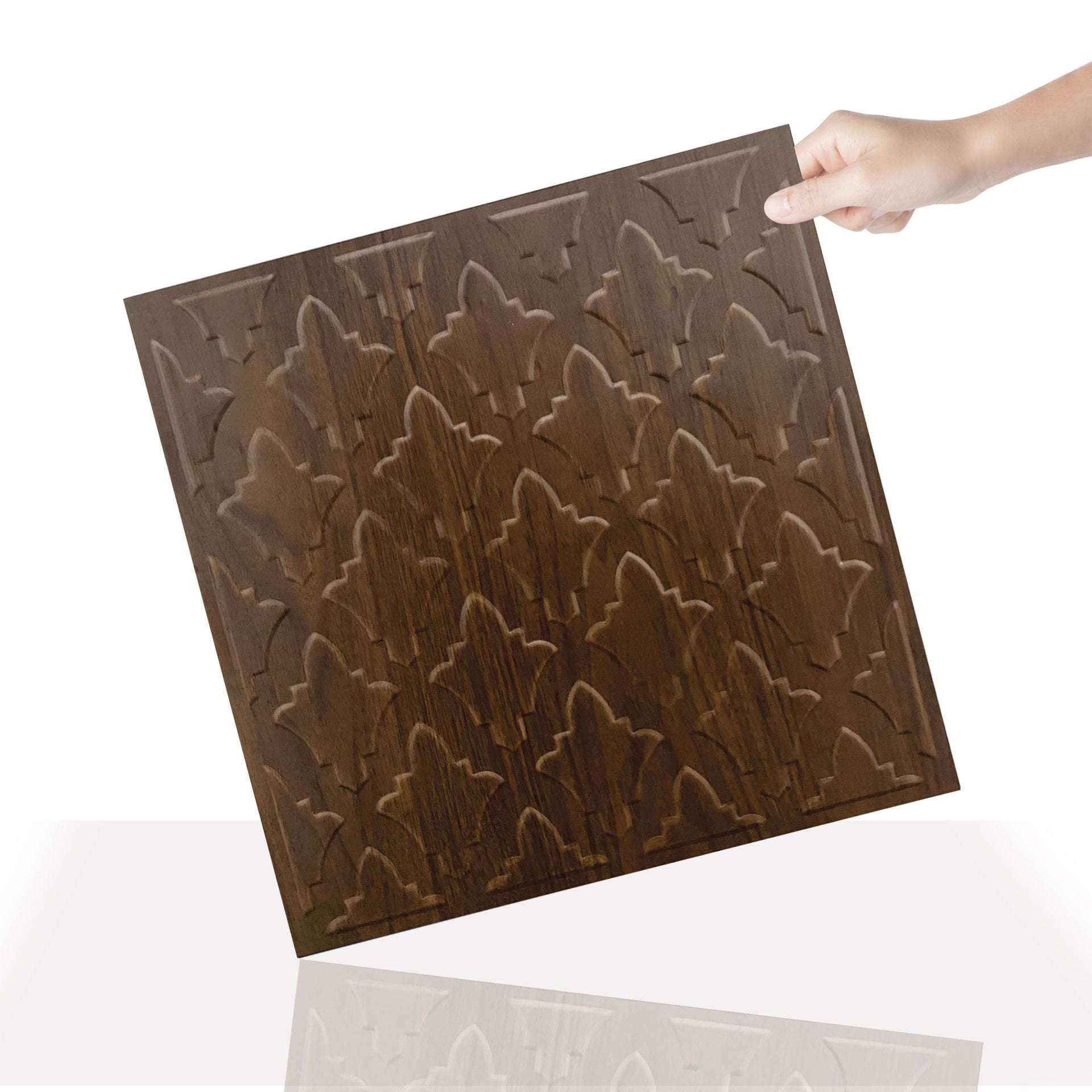 Tink 3D Duvar Paneli Kabartmalı Salon Desenli Pvc 41x41 cm/ 6 Adet /1 m² Teak