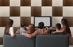 Tink 3D Duvar Paneli Kabartmalı Salon Desenli Pvc 41x41 cm/ 6 Adet /1 m² Teak