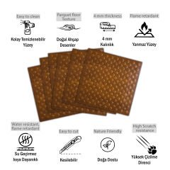 Tink 3D Duvar ve Zemin Paneli Kabartmalı Puantiye Desen Pvc 41x41 cm/ 6 Adet /1 m² Altın Meşe