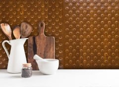 Tink 3D Duvar ve Zemin Paneli Kabartmalı Puantiye Desen Pvc 41x41 cm/ 6 Adet /1 m² Altın Meşe