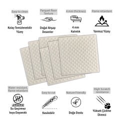 Tink 3D Duvar ve Zemin Paneli Kabartmalı Puantiye Desen Pvc 41x41 cm/ 6 Adet /1 m² Beyaz Huş