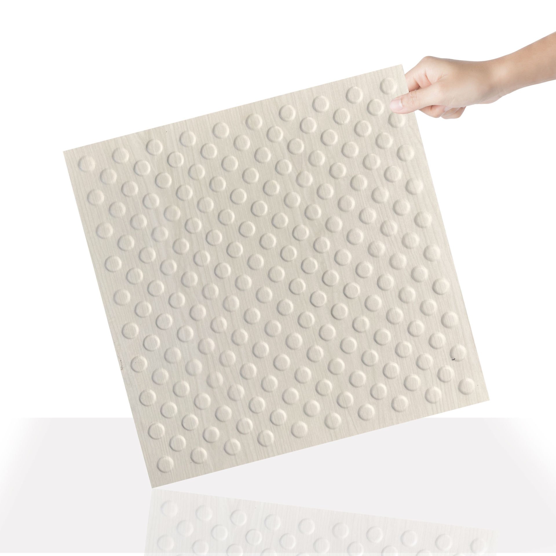 Tink 3D Duvar ve Zemin Paneli Kabartmalı Puantiye Desen Pvc 41x41 cm/ 6 Adet /1 m² Beyaz Huş