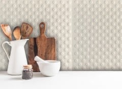 Tink 3D Duvar ve Zemin Paneli Kabartmalı Puantiye Desen Pvc 41x41 cm/ 6 Adet /1 m² Beyaz Huş