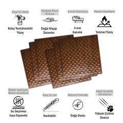 Tink 3D Duvar ve Zemin Paneli Kabartmalı Puantiye Desen Pvc 41x41 cm/ 6 Adet /1 m² Teak
