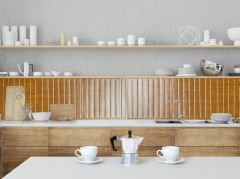 Tink 3 Boyutlu Duvar Paneli Kabartmalı Lambiri Desen Pvc 41x41 cm/ 6 Adet /1 m² Altın Meşe