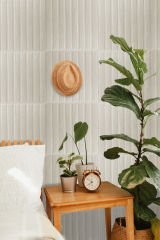 Tink 3 Boyutlu Duvar Paneli Kabartmalı Lambiri Desen Pvc 41x41 cm/ 6 Adet /1 m² Beyaz Huş