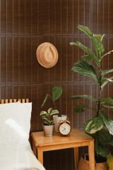 Tink 3 Boyutlu Duvar Paneli Kabartmalı Lambiri Desen Pvc 41x41 cm/ 6 Adet /1 m² Teak