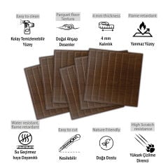 Tink 3 Boyutlu Duvar Paneli Kabartmalı Lambiri Desen Pvc 41x41 cm/ 6 Adet /1 m² Teak