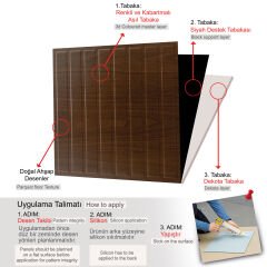 Tink 3 Boyutlu Duvar Paneli Kabartmalı Lambiri Desen Pvc 41x41 cm/ 6 Adet /1 m² Teak