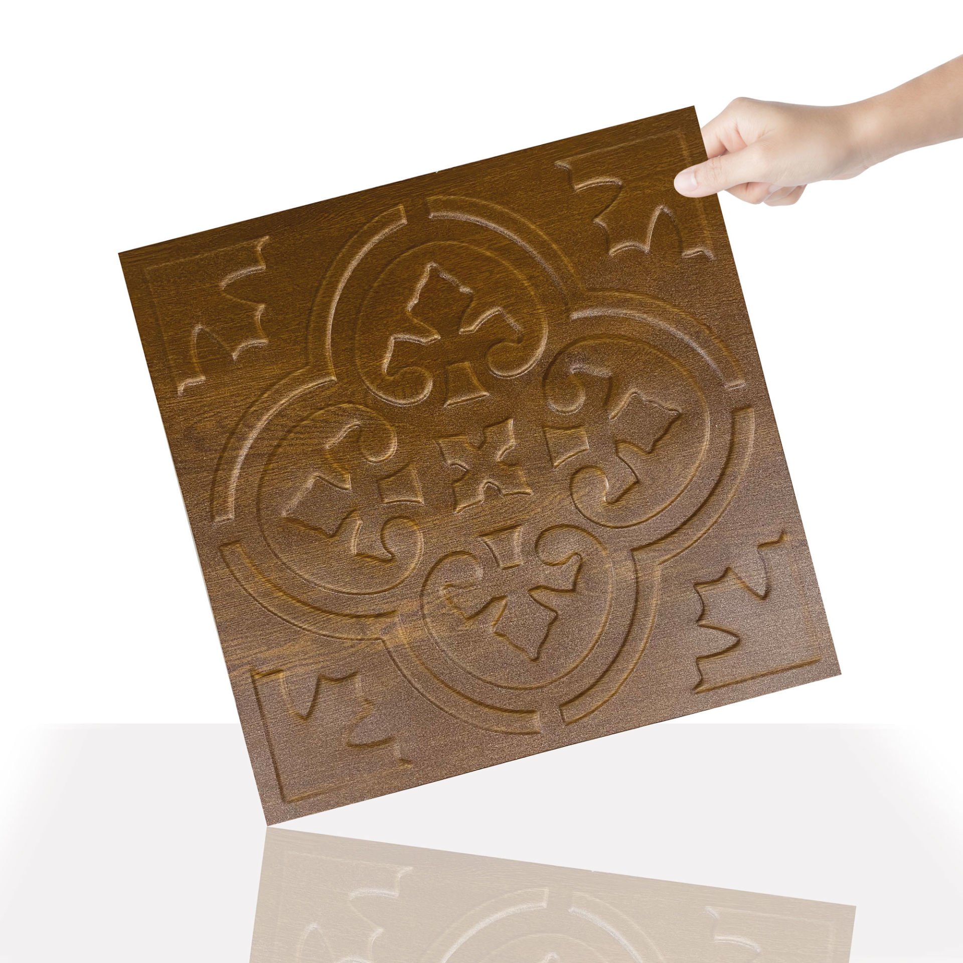 Tink 3 Boyutlu Duvar Paneli Kabartmalı Solo Desen Pvc  41x41 cm/ 6 Adet /1 m² Altın Meşe