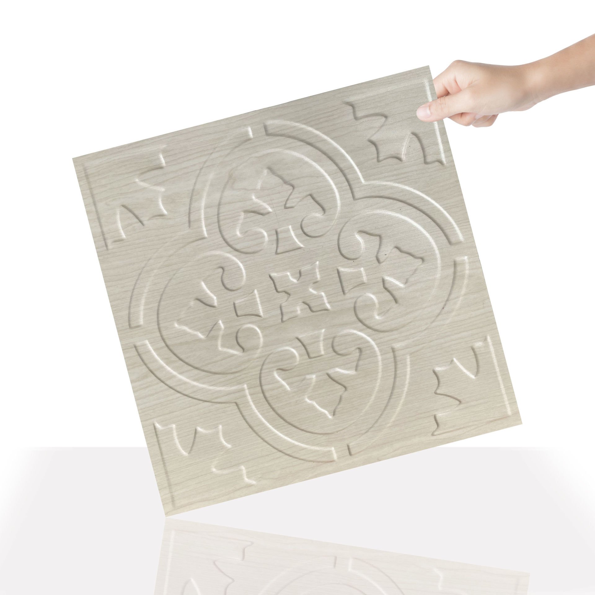 Tink 3 Boyutlu Duvar Paneli Kabartmalı Solo Desen Pvc  41x41 cm/ 6 Adet /1 m² Beyaz Huş