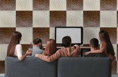 Tink 3 Boyutlu Duvar Paneli Kabartmalı Solo Desen Pvc  41x41 cm/ 6 Adet /1 m² Beyaz Huş