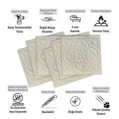 Tink 3 Boyutlu Duvar Paneli Kabartmalı Solo Desen Pvc  41x41 cm/ 6 Adet /1 m² Beyaz Huş