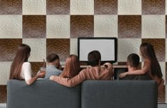 Tink 3 Boyutlu Duvar Paneli Kabartmalı Solo Desen Pvc  41x41 cm/ 6 Adet /1 m² Teak