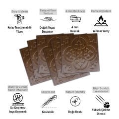 Tink 3 Boyutlu Duvar Paneli Kabartmalı Solo Desen Pvc  41x41 cm/ 6 Adet /1 m² Teak