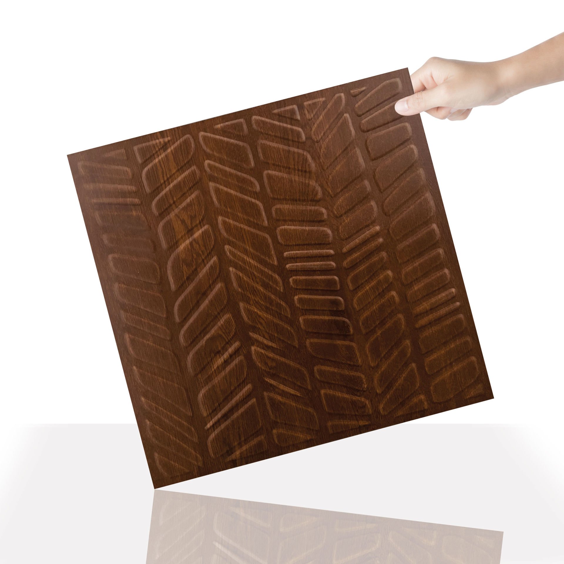 Tink 3 Boyutlu Duvar Paneli Kabartmalı Kılçık Desen Pvc 41x41 cm/ 6 Adet /1 m² Altın Meşe