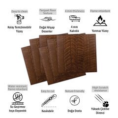 Tink 3 Boyutlu Duvar Paneli Kabartmalı Kılçık Desen Pvc 41x41 cm/ 6 Adet /1 m² Altın Meşe