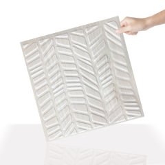 Tink 3 Boyutlu Duvar Paneli Kabartmalı Kılçık Desen Pvc 41x41 cm/ 6 Adet /1 m² Beyaz Huş