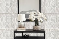 Tink 3 Boyutlu Duvar Paneli Kabartmalı Kılçık Desen Pvc 41x41 cm/ 6 Adet /1 m² Beyaz Huş